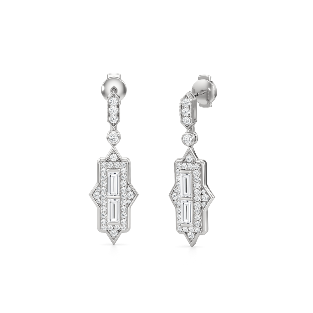 The Delano Earrings with 18KT White Gold / Lab / 2 1/3 Cut Diamond in 14KT White Gold / Lab / 2 1/3 view 2

