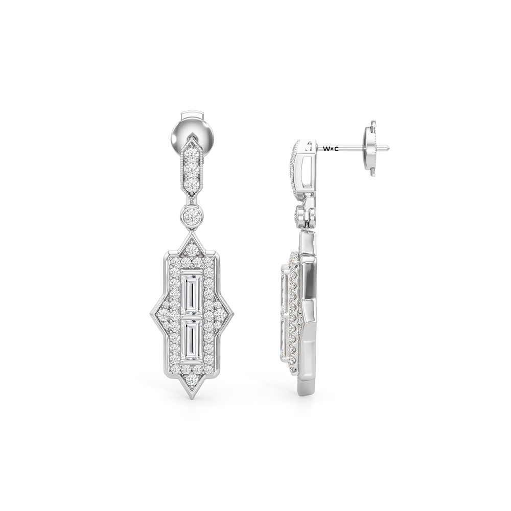 The Delano Earrings with 18KT White Gold / Lab / 2 1/3 Cut Diamond in 14KT White Gold / Lab / 2 1/3 view 4
