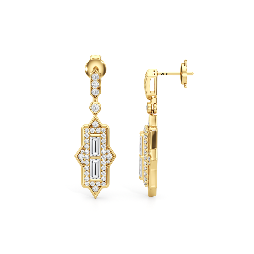 The Delano Earrings with 18KT Yellow Gold / Lab / 2 1/3 Cut Diamond in 14KT Yellow Gold / Lab / 2 1/3 view 4
