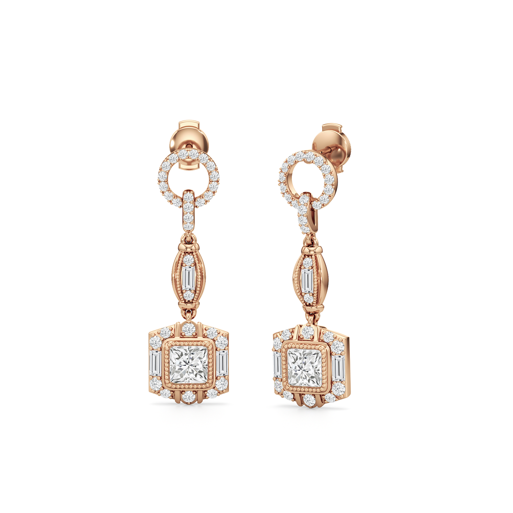The Napier Earrings with 18KT Rose Gold / Lab / 4 1/10 Cut Diamond in 14KT Rose Gold / Lab / 4 1/10 view 2
