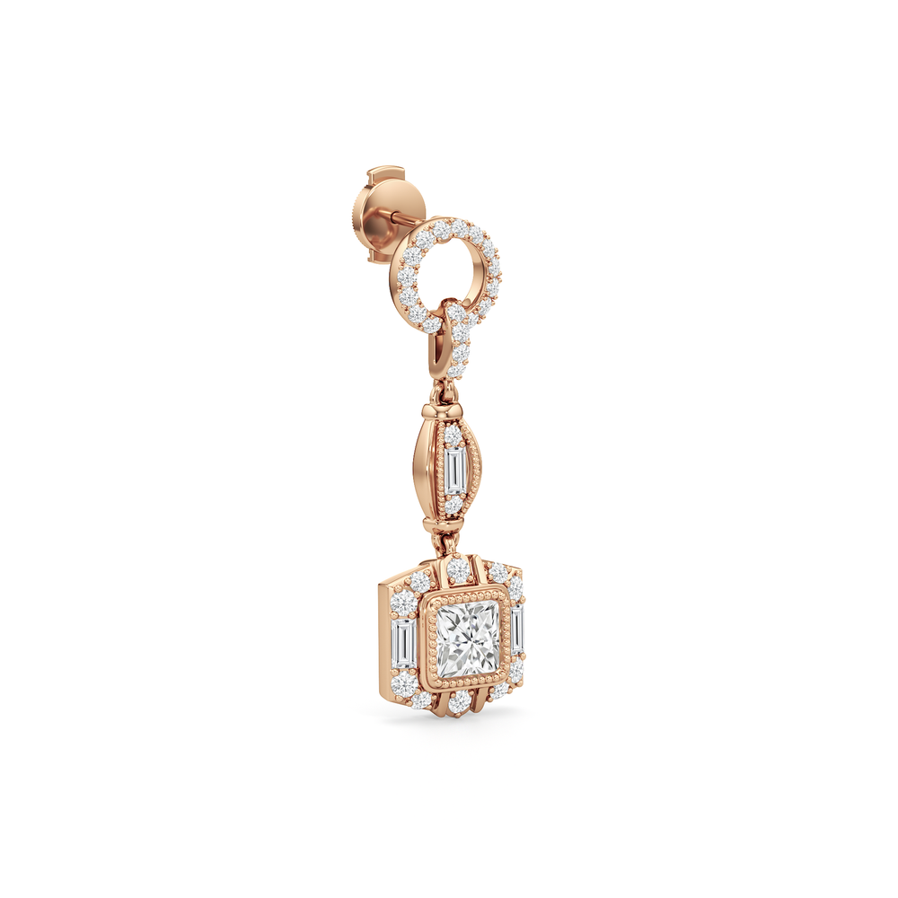 The Napier Earrings with 18KT Rose Gold / Lab / 4 1/10 Cut Diamond in 14KT Rose Gold / Lab / 4 1/10 view 5
