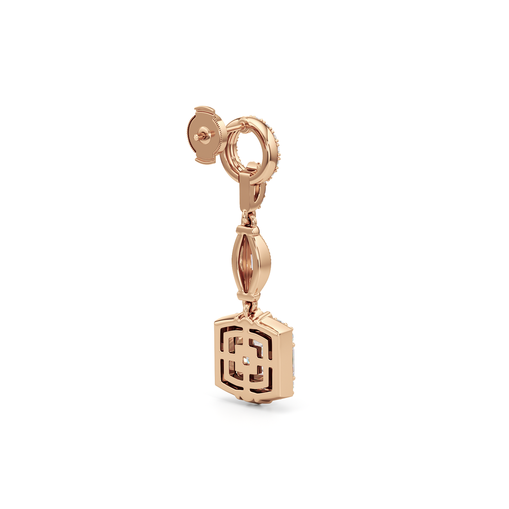 The Napier Earrings with 18KT Rose Gold / Lab / 4 Cut Diamond in 14KT Rose Gold / Lab / 4 view 6
