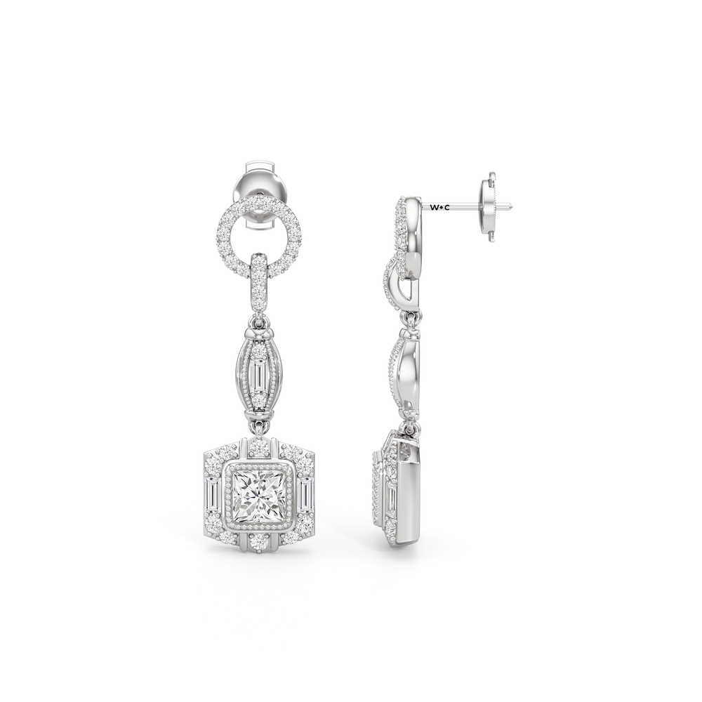 The Napier Earrings with 18KT White Gold / Lab / 4 1/10 Cut Diamond in 14KT White Gold / Lab / 4 1/10 view 7
