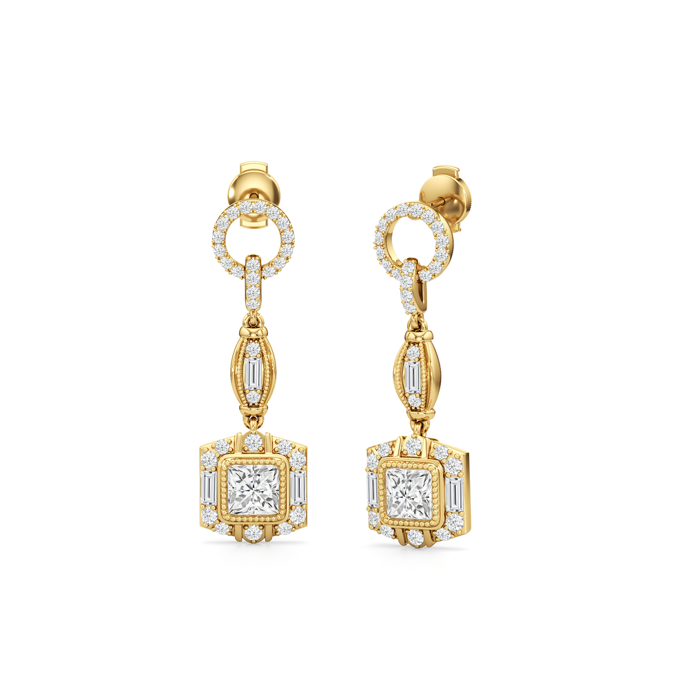 The Napier Earrings with 18KT Yellow Gold / Lab / 4 1/10 Cut Diamond in 14KT Yellow Gold / Lab / 4 1/10 view 2
