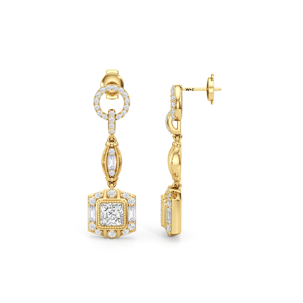The Napier Earrings with 18KT Yellow Gold / Lab / 4 Cut Diamond in 14KT Yellow Gold / Lab / 4 view 7
