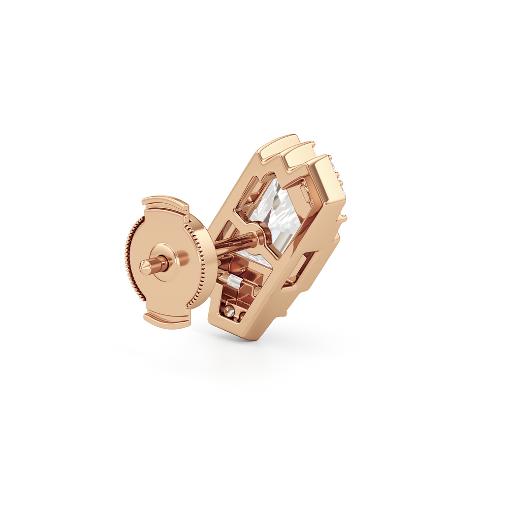 The Radio City Earrings with 18KT Rose Gold / Lab / 2 1/10 Cut Diamond in 14KT Rose Gold / Lab / 2 1/10 view 6

