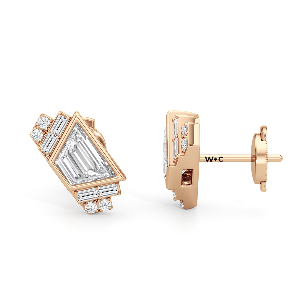 The Radio City Earrings with 18KT Rose Gold / Lab / 2 1/10 Cut Diamond in 14KT Rose Gold / Lab / 2 1/10 view 7
