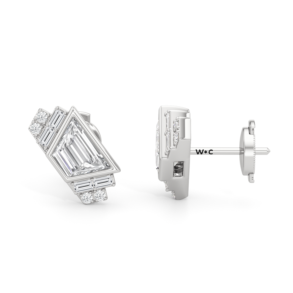 The Radio City Earrings with Platinum / Lab / 2 1/10 Cut Diamond in 14KT Platinum / Lab / 2 1/10 view 7
