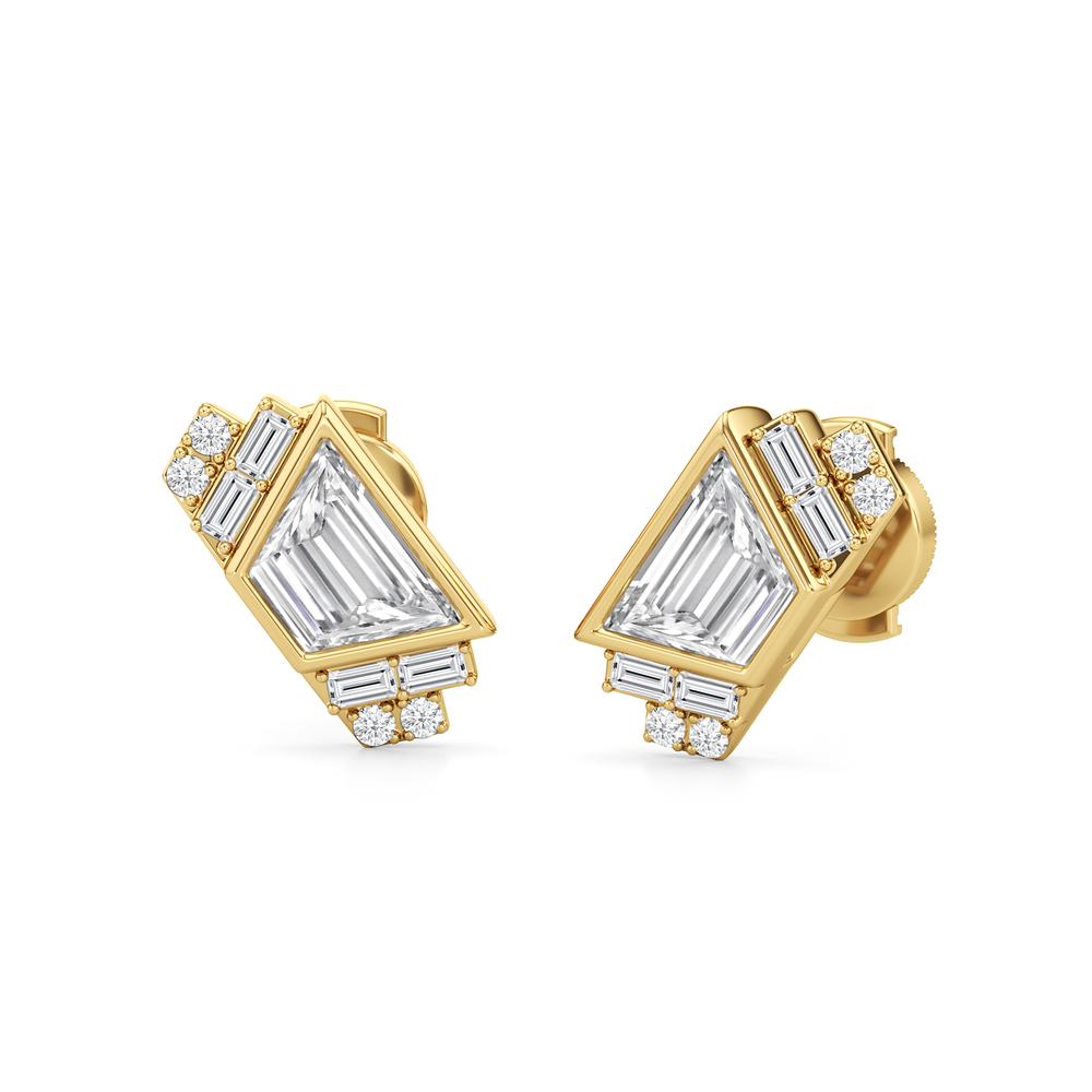 The Radio City Earrings with 18KT Yellow Gold / Lab / 2 1/10 Cut Diamond in 14KT Yellow Gold / Lab / 2 1/10 view 2
