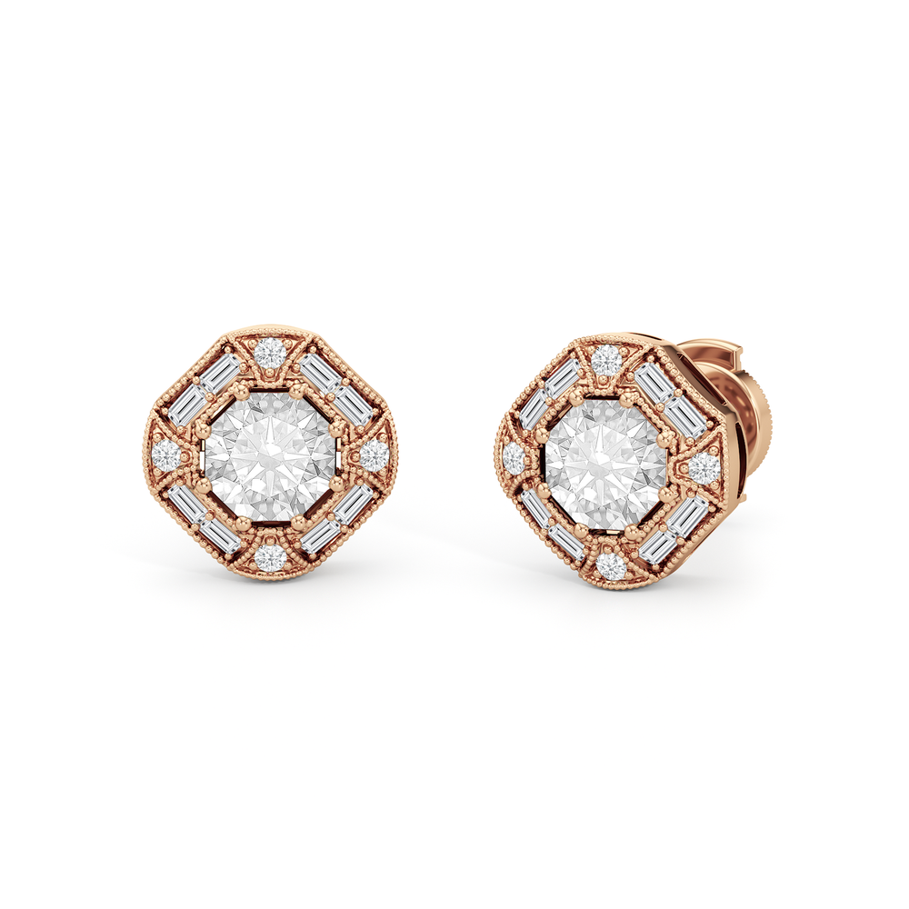 The Liberty Earrings with 18KT Rose Gold / Lab / 2 1/10 Cut Diamond in 14KT Rose Gold / Lab / 2 1/10 view 2
