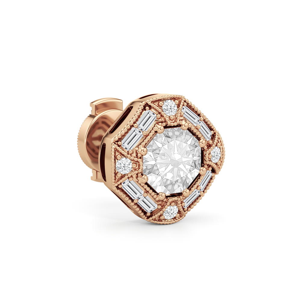 The Liberty Earrings with 18KT Rose Gold / Lab / 2 1/10 Cut Diamond in 14KT Rose Gold / Lab / 2 1/10 view 3
