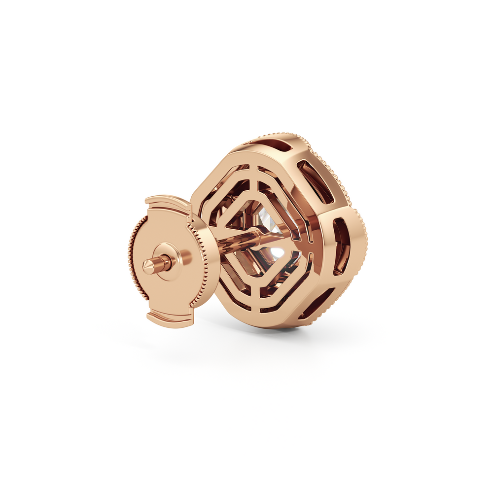 The Liberty Earrings with 18KT Rose Gold / Lab / 2 1/10 Cut Diamond in 14KT Rose Gold / Lab / 2 1/10 view 4

