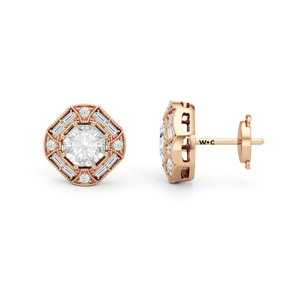 The Liberty Earrings with 18KT Rose Gold / Lab / 2 1/10 Cut Diamond in 14KT Rose Gold / Lab / 2 1/10 view 5
