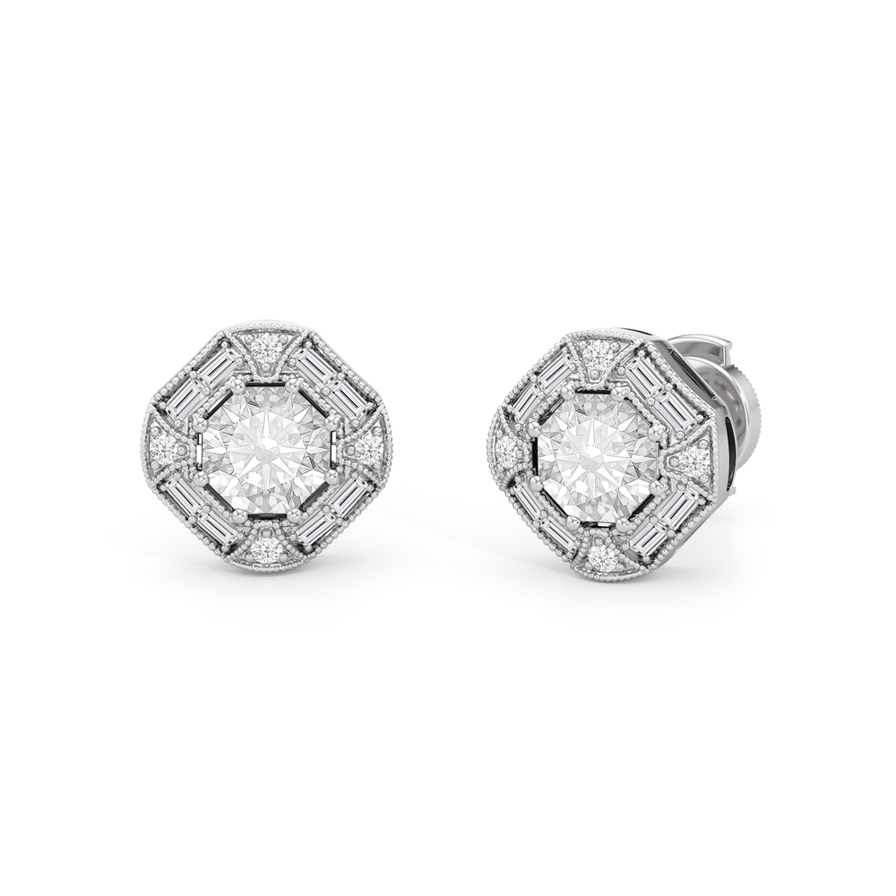 The Liberty Earrings with 18KT White Gold / Lab / 2 1/10 Cut Diamond in 14KT White Gold / Lab / 2 1/10 view 2
