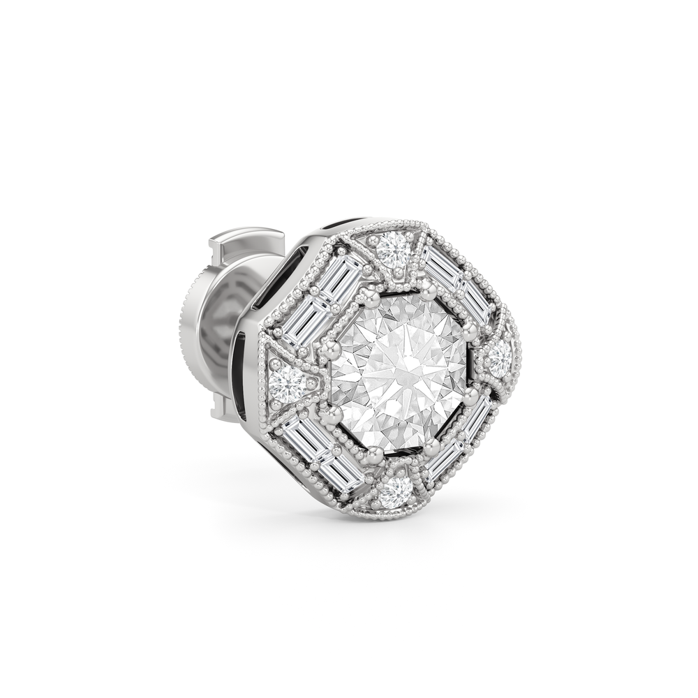 The Liberty Earrings with 18KT White Gold / Lab / 2 1/10 Cut Diamond in 14KT White Gold / Lab / 2 1/10 view 3
