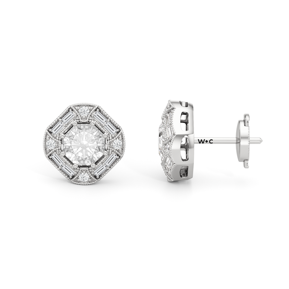 The Liberty Earrings with 18KT White Gold / Lab / 2 1/10 Cut Diamond in 14KT White Gold / Lab / 2 1/10 view 5
