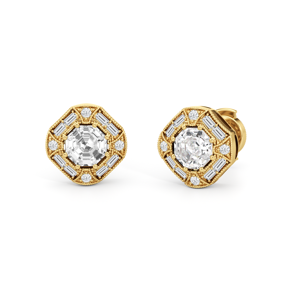 The Liberty Earrings with 18KT Yellow Gold / Lab / 2 Cut Diamond in 14KT Yellow Gold / Lab / 2 view 2
