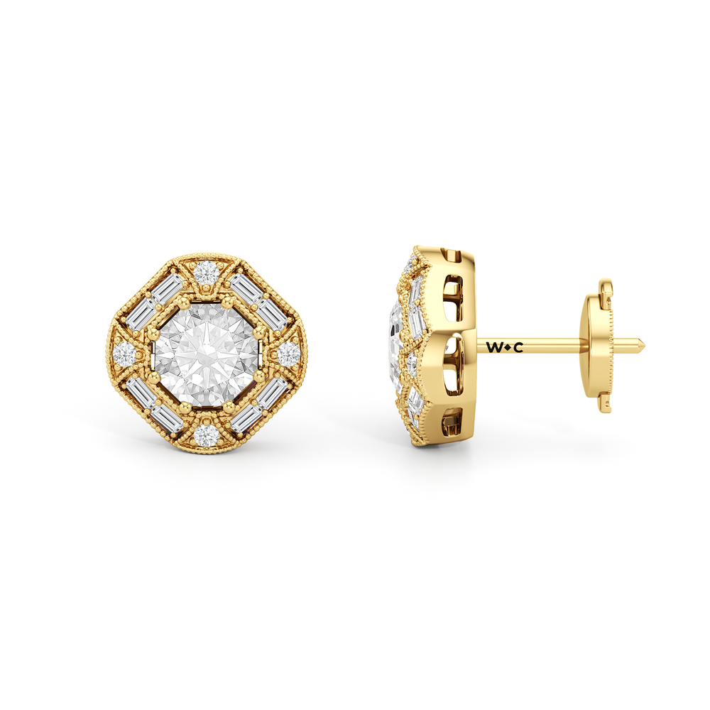 The Liberty Earrings with 18KT Yellow Gold / Lab / 2 1/10 Cut Diamond in 14KT Yellow Gold / Lab / 2 1/10 view 5
