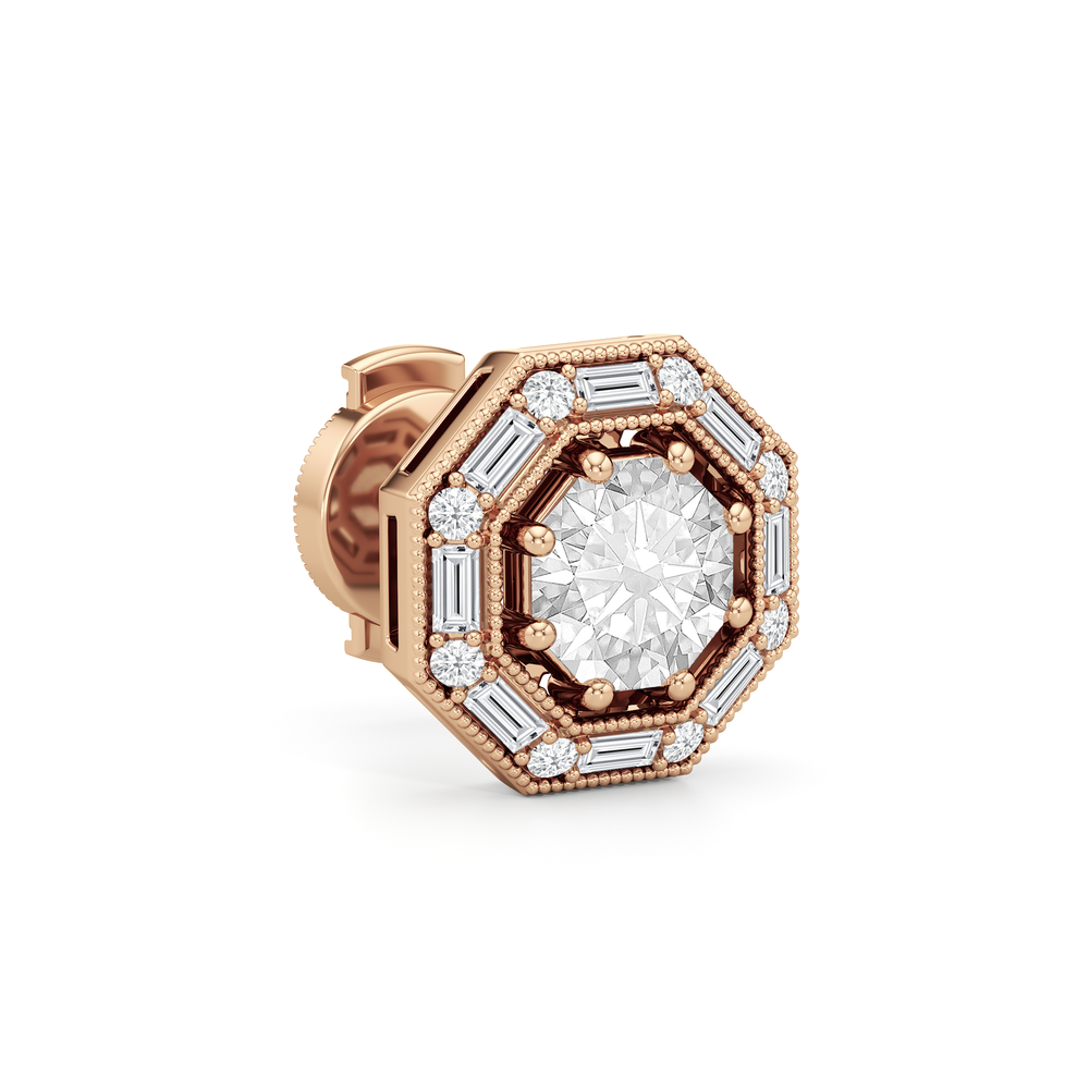 The Octa Stud Earrings with 18KT Rose Gold / Lab / 1 3/4 Cut Diamond in 14KT Rose Gold / Lab / 1 3/4 view 5
