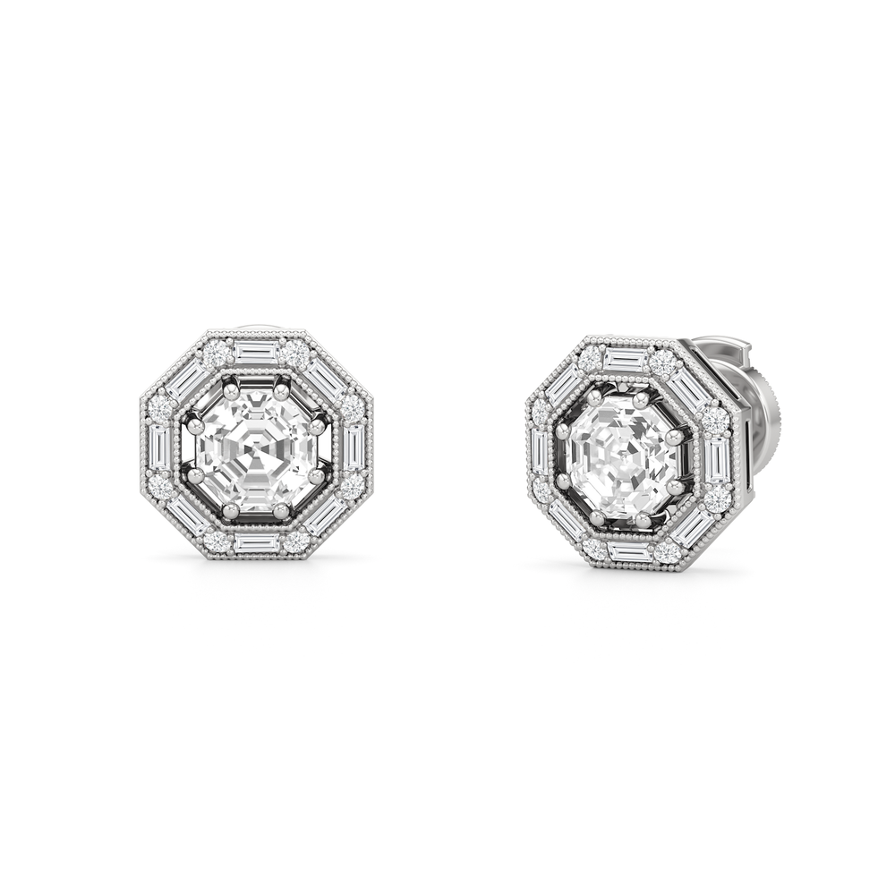 The Octa Earrings with 18KT White Gold / Lab / 1 3/4 Cut Diamond in 14KT White Gold / Lab / 1 3/4 view 2
