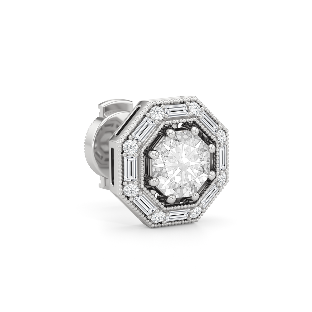 The Octa Stud Earrings with 18KT White Gold / Lab / 1 3/4 Cut Diamond in 14KT White Gold / Lab / 1 3/4 view 5
