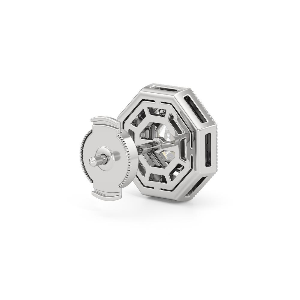 The Octa Stud Earrings with 18KT White Gold / Lab / 1 3/4 Cut Diamond in 14KT White Gold / Lab / 1 3/4 view 6
