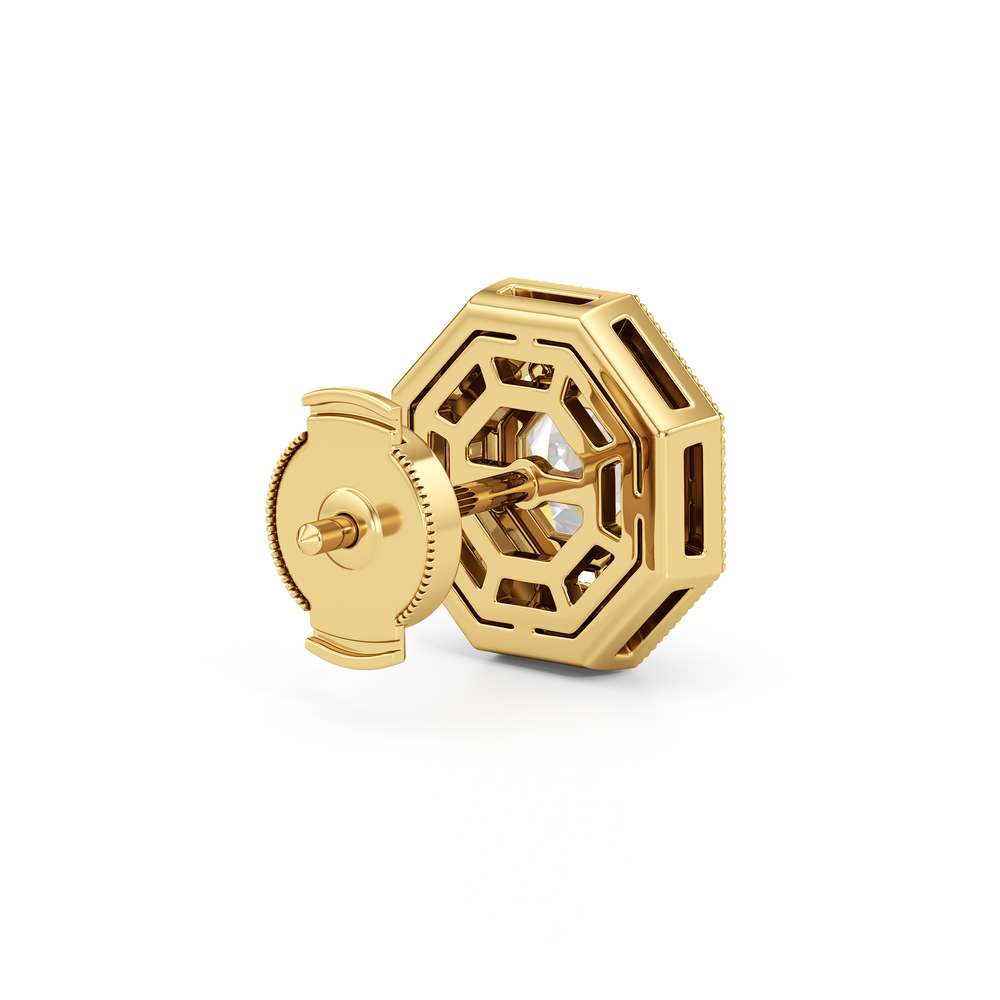 The Octa Earrings with 18KT Yellow Gold / Lab / 1 3/4 Cut Diamond in 14KT Yellow Gold / Lab / 1 3/4 view 6
