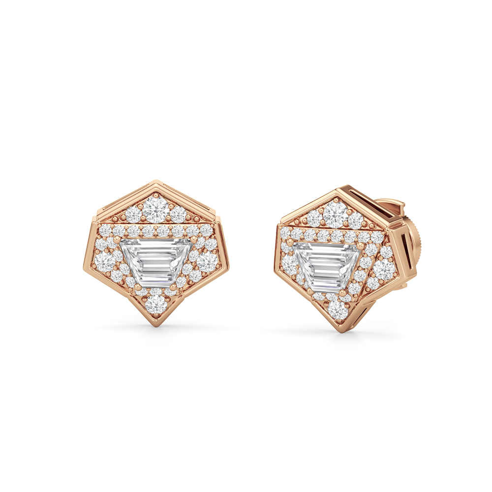 The Dorchester Earrings with 18KT Rose Gold / Lab / 1 3/8 Cut Diamond in 14KT Rose Gold / Lab / 1 3/8 view 2
