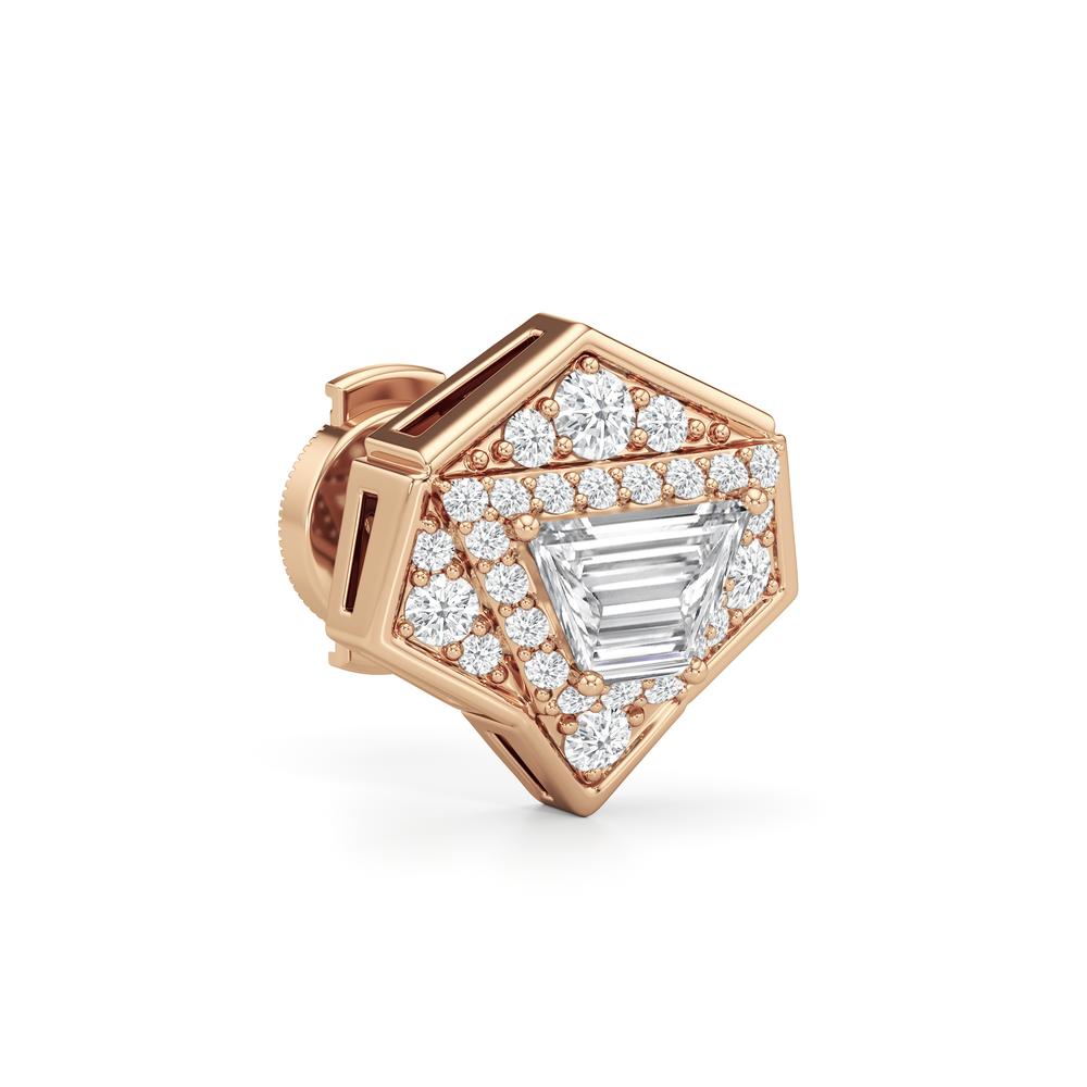 The Dorchester Earrings with 18KT Rose Gold / Lab / 1 3/8 Cut Diamond in 14KT Rose Gold / Lab / 1 3/8 view 5
