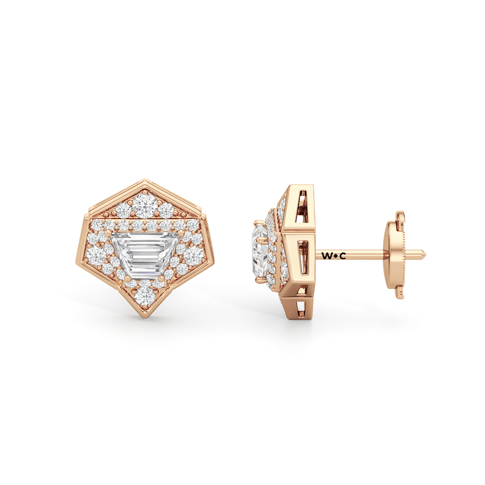 The Dorchester Earrings with 18KT Rose Gold / Lab / 1 3/8 Cut Diamond in 14KT Rose Gold / Lab / 1 3/8 view 7

