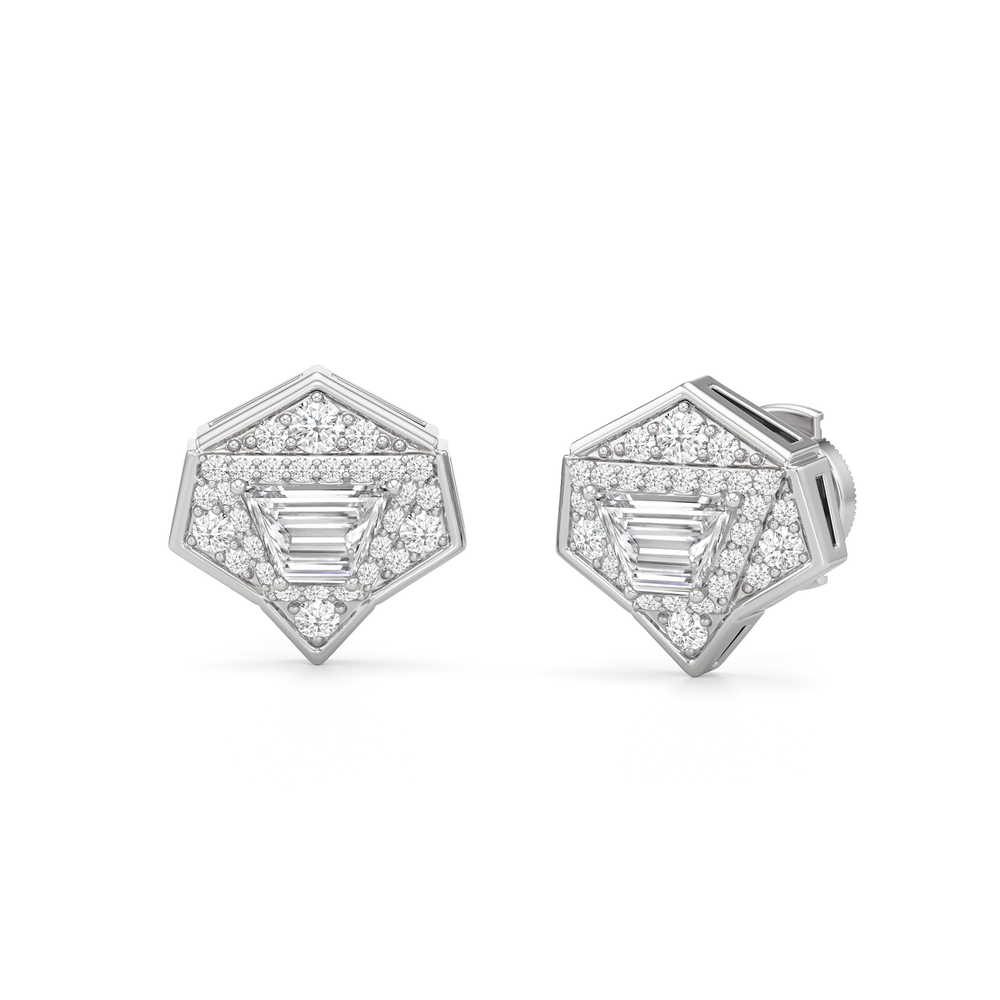 The Dorchester Earrings with 18KT White Gold / Lab / 1 3/8 Cut Diamond in 14KT White Gold / Lab / 1 3/8 view 2
