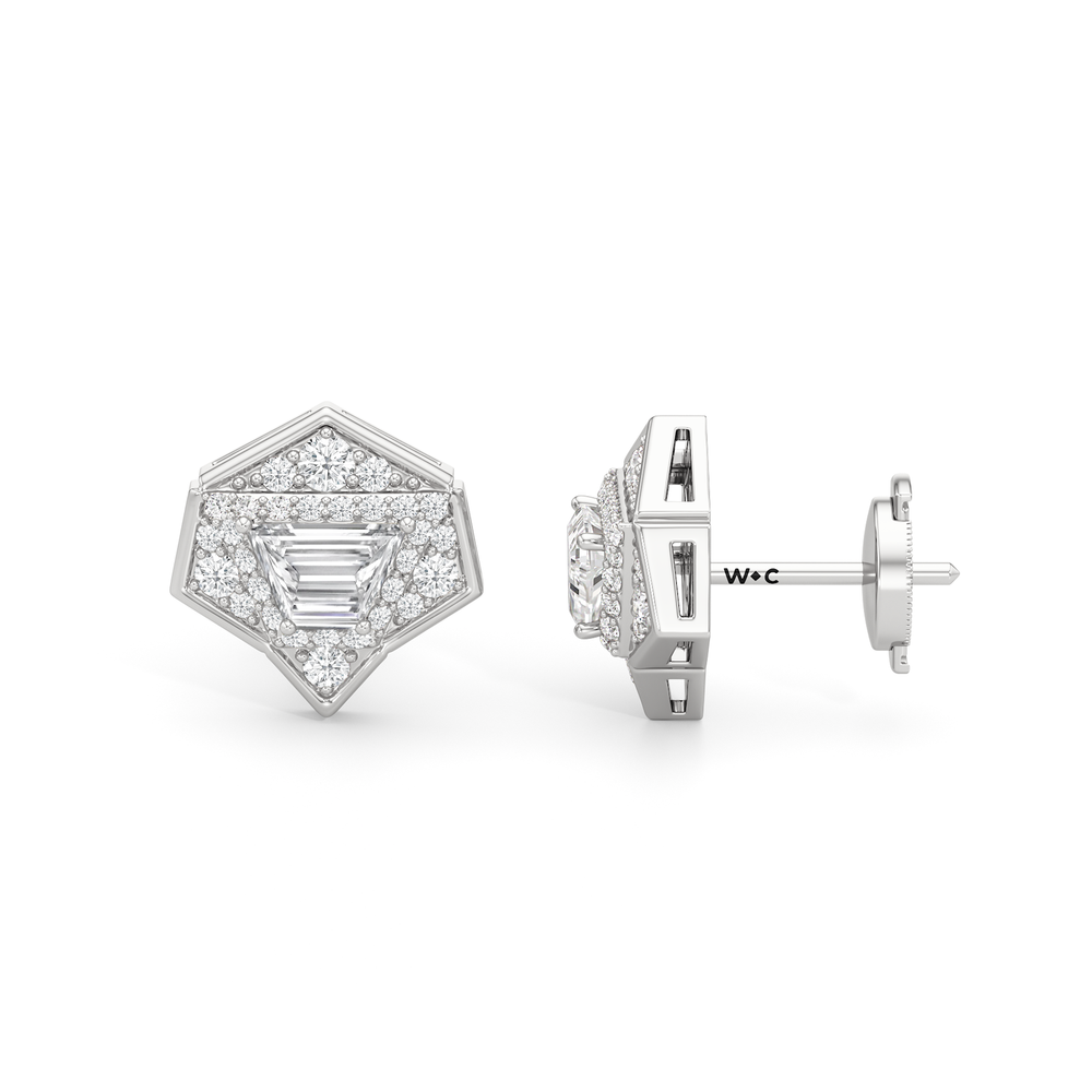 The Dorchester Earrings with 18KT White Gold / Lab / 1 3/8 Cut Diamond in 14KT White Gold / Lab / 1 3/8 view 7
