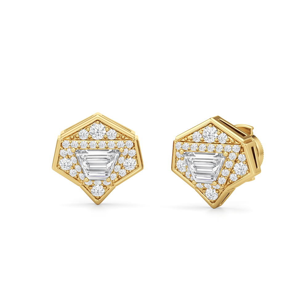 The Dorchester Earrings with 18KT Yellow Gold / Lab / 1 3/8 Cut Diamond in 14KT Yellow Gold / Lab / 1 3/8 view 2
