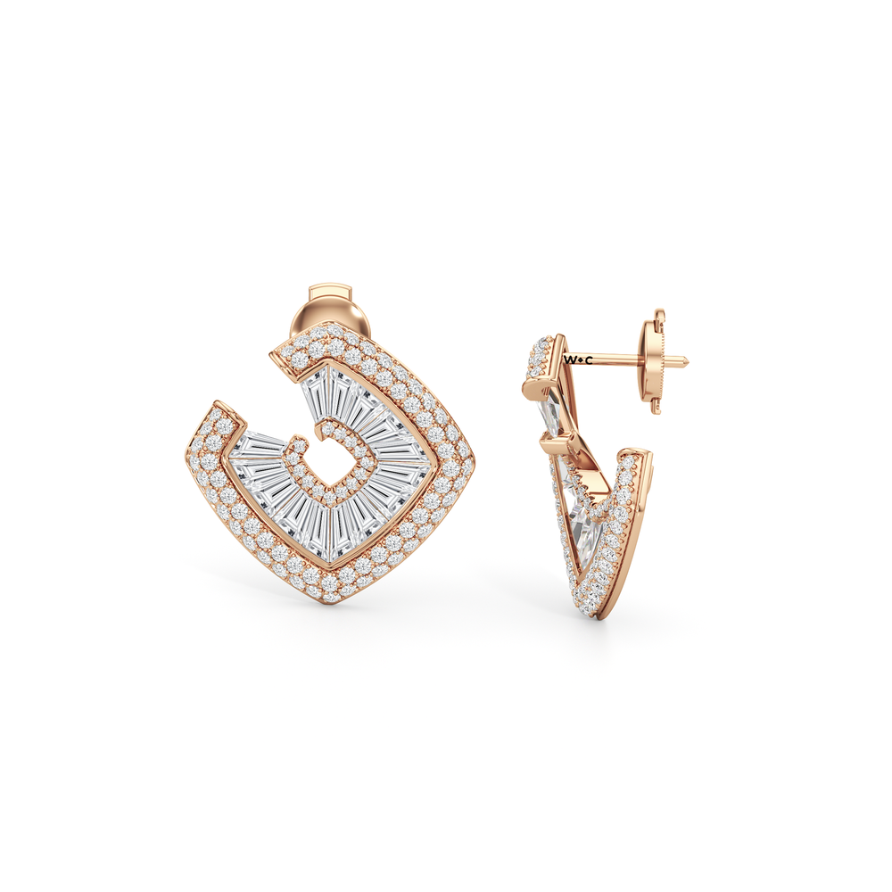 The Streamline Moderne Earrings with 18KT Rose Gold / Lab / 4 1/5 Cut Diamond in 14KT Rose Gold / Lab / 4 1/5 view 7
