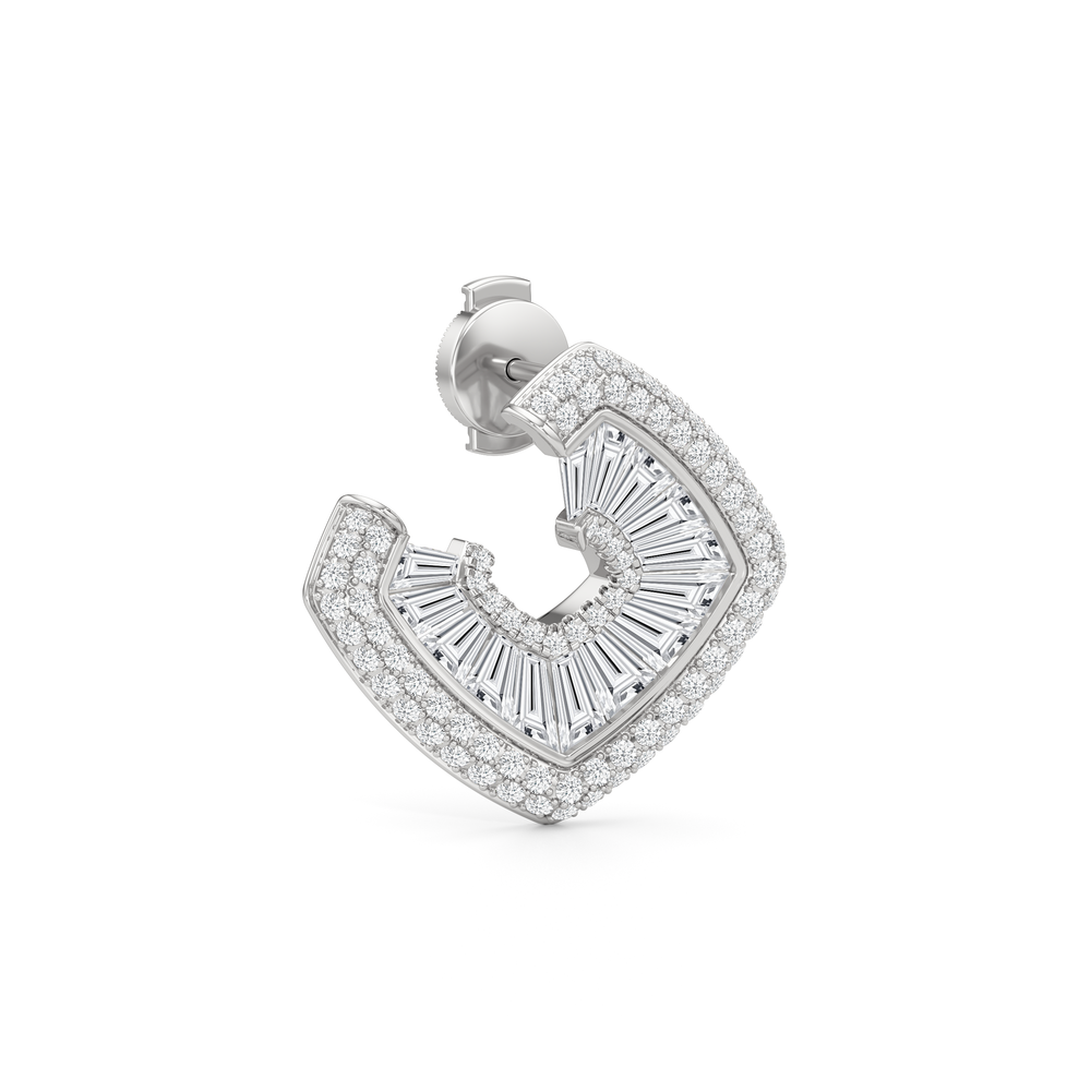 The Streamline Moderne Earrings with 18KT White Gold / Lab / 4 1/5 Cut Diamond in 14KT White Gold / Lab / 4 1/5 view 5
