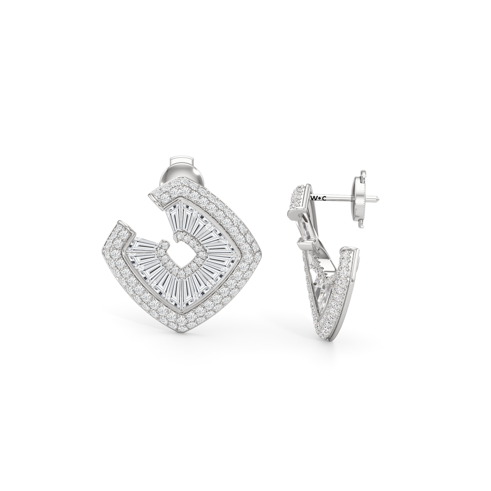 The Streamline Moderne Earrings with 18KT White Gold / Lab / 4 1/5 Cut Diamond in 14KT White Gold / Lab / 4 1/5 view 7
