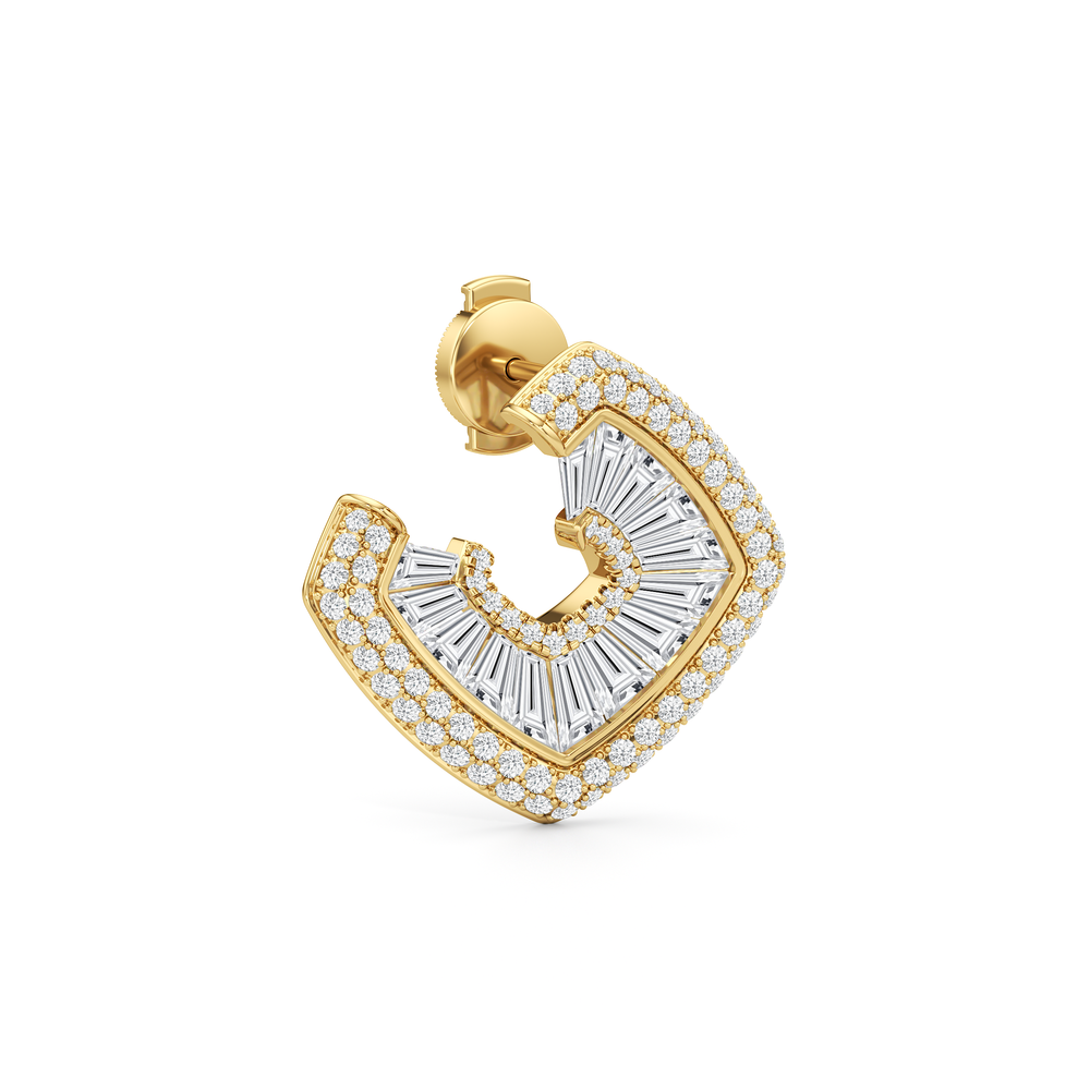The Streamline Moderne Earrings with 18KT Yellow Gold / Lab / 4 1/5 Cut Diamond in 14KT Yellow Gold / Lab / 4 1/5 view 5

