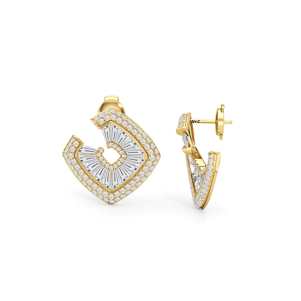 The Streamline Moderne Earrings with 18KT Yellow Gold / Lab / 4 1/5 Cut Diamond in 14KT Yellow Gold / Lab / 4 1/5 view 7
