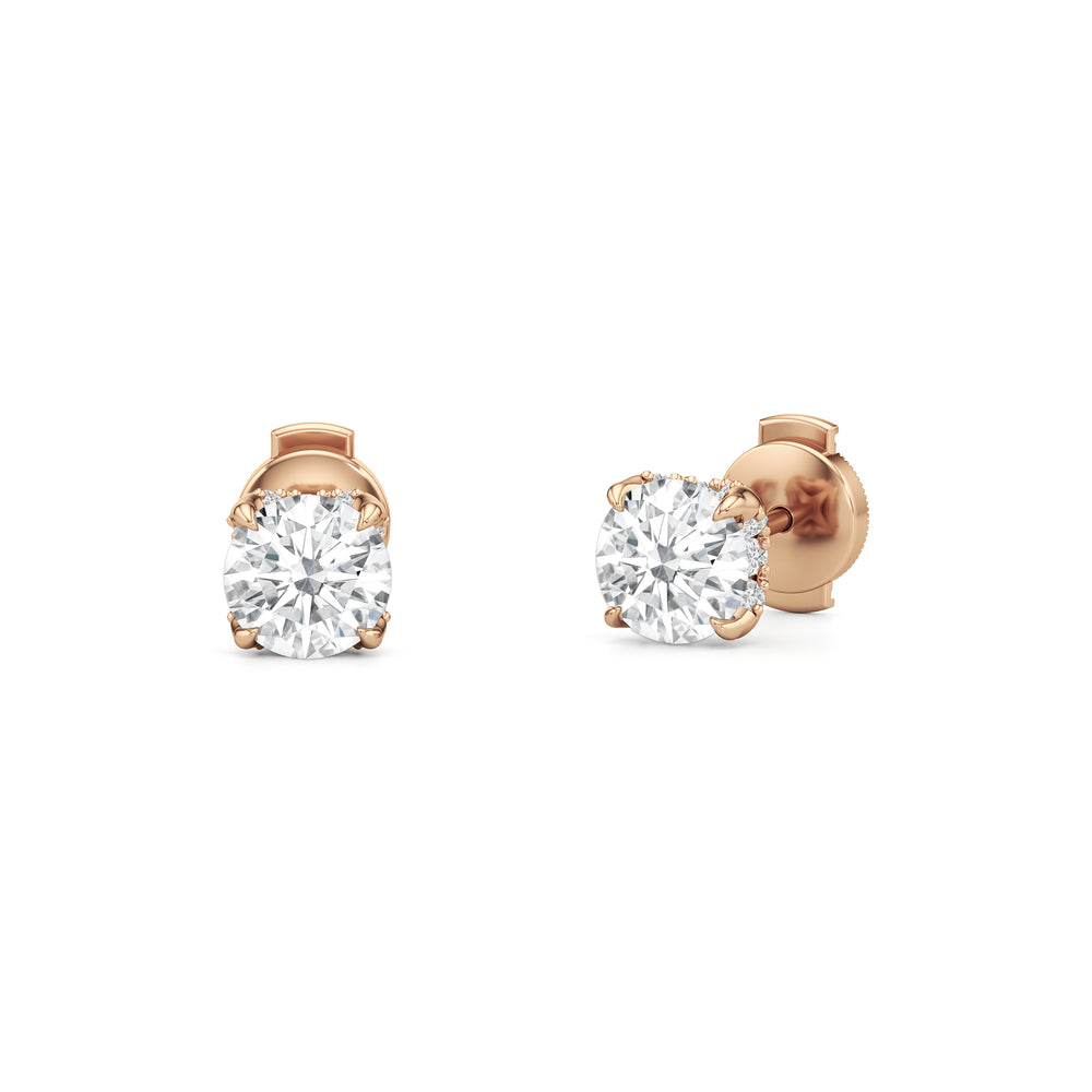 The Atrium Round Solitaire Studs with 18KT Rose Gold / Lab / 2 1/4 Cut Diamond in 14KT Rose Gold / Lab / 2 1/4 view 1
