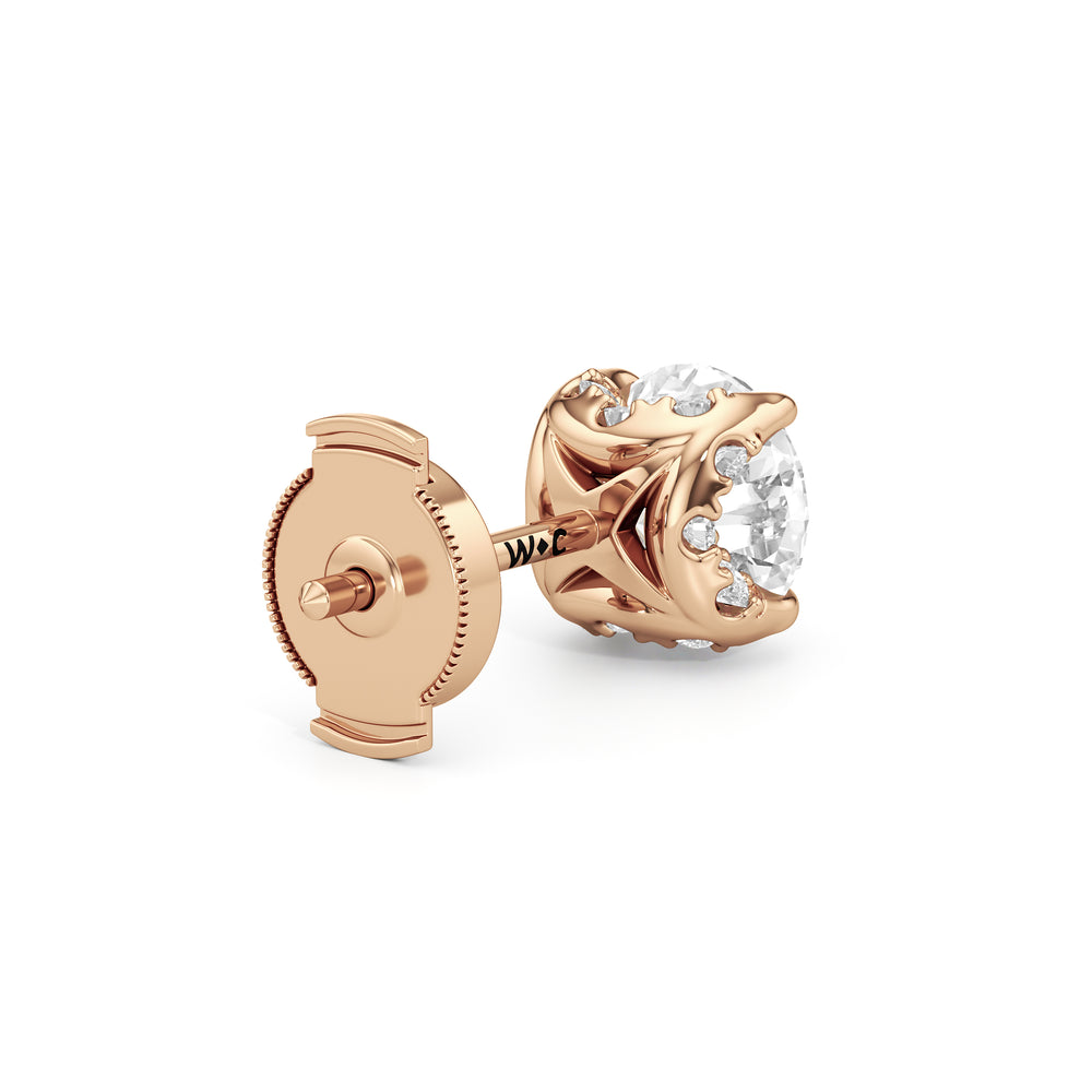 The Atrium Round Solitaire Studs with 18KT Rose Gold / Lab / 2 1/4 Cut Diamond in 14KT Rose Gold / Lab / 2 1/4 view 6
