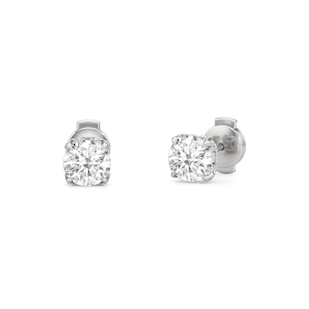 The Atrium Round Solitaire Studs with Platinum / Lab / 2 1/4 Cut Diamond in 14KT Platinum / Lab / 2 1/4 view 1

