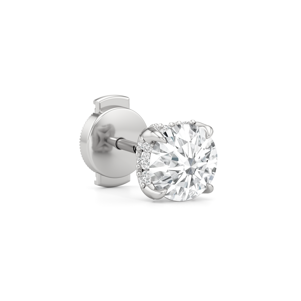 The Atrium Round Solitaire Studs with Platinum / Lab / 2 1/4 Cut Diamond in 14KT Platinum / Lab / 2 1/4 view 5

