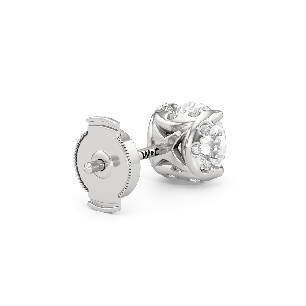 The Atrium Round Solitaire Studs with Platinum / Lab / 2 1/4 Cut Diamond in 14KT Platinum / Lab / 2 1/4 view 6
