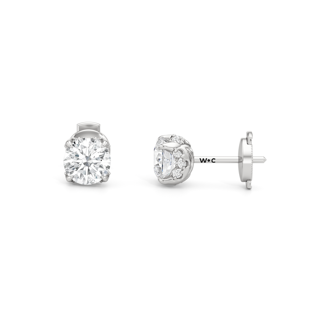 The Atrium Round Solitaire Studs with Platinum / Lab / 2 1/4 Cut Diamond in 14KT Platinum / Lab / 2 1/4 view 4
