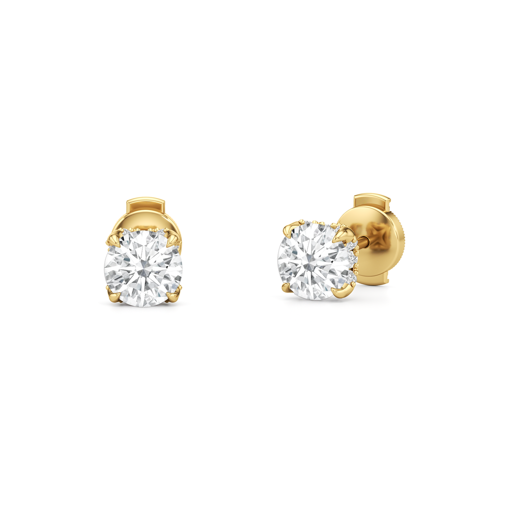The Atrium Round Solitaire Studs with 18KT Yellow Gold / Lab / 2 1/4 Cut Diamond in 14KT Yellow Gold / Lab / 2 1/4 view 1
