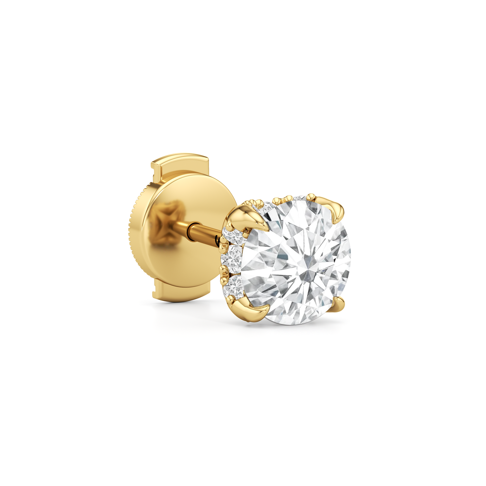 The Atrium Round Solitaire Studs with 18KT Yellow Gold / Lab / 2 1/4 Cut Diamond in 14KT Yellow Gold / Lab / 2 1/4 view 5
