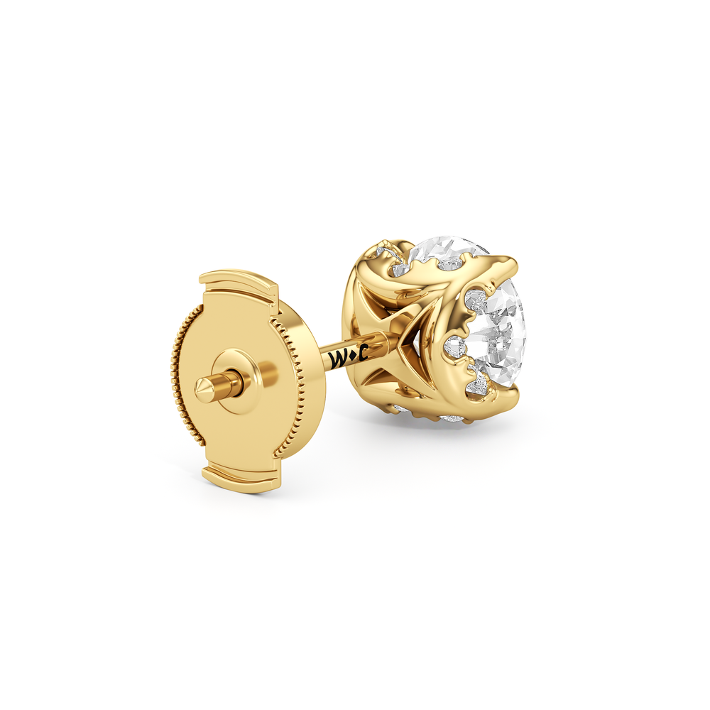 The Atrium Round Solitaire Studs with 18KT Yellow Gold / Lab / 2 1/4 Cut Diamond in 14KT Yellow Gold / Lab / 2 1/4 view 6

