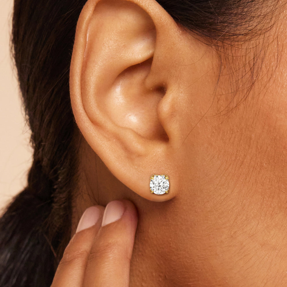 The Atrium Round Solitaire Studs with Platinum / Lab / 2 1/4 Cut Diamond in 14KT Platinum / Lab / 2 1/4 view 2
