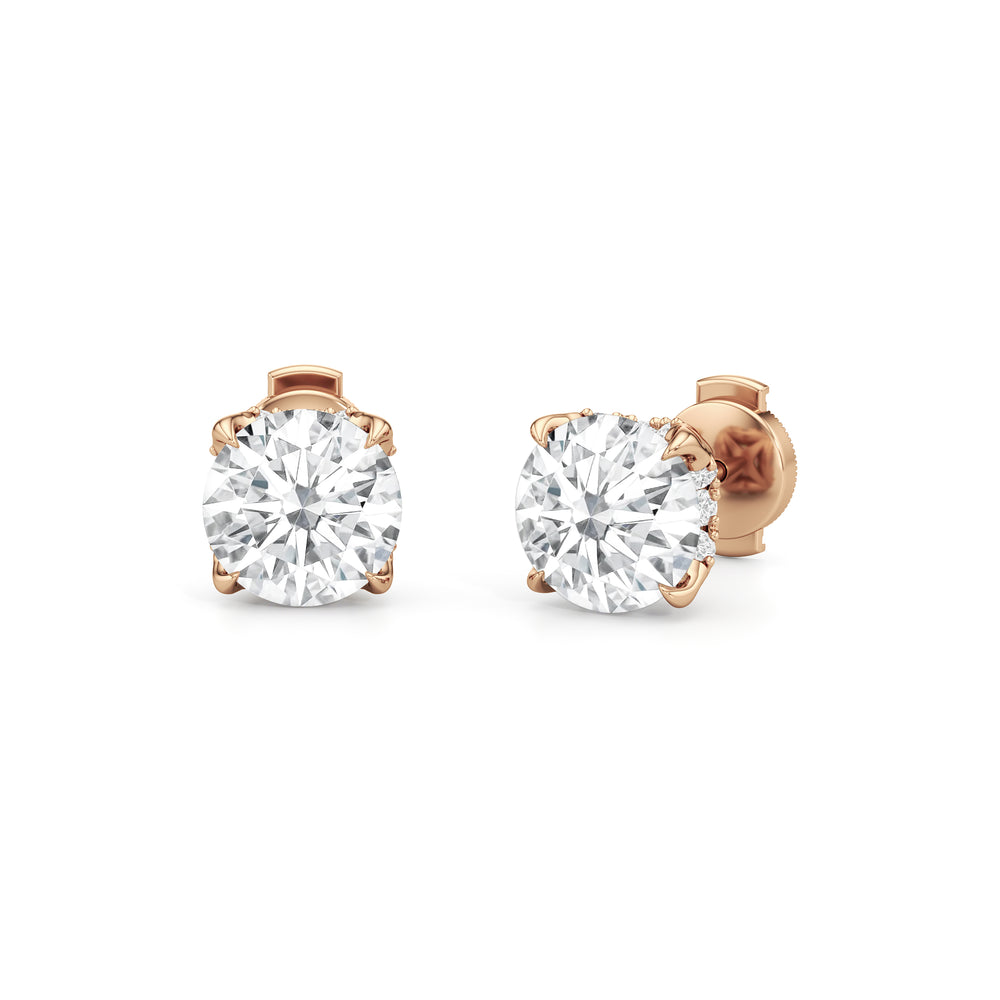 The Atrium Round Solitaire Studs with 18KT Rose Gold / Lab / 4 1/3 Cut Diamond in 14KT Rose Gold / Lab / 4 1/3 view 1
