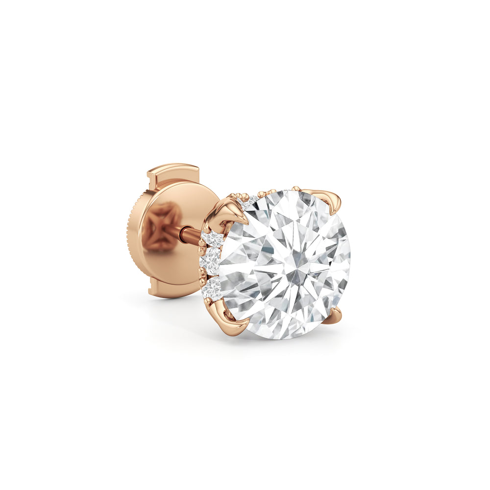 The Atrium Round Solitaire Studs with 18KT Rose Gold / Lab / 4 1/3 Cut Diamond in 14KT Rose Gold / Lab / 4 1/3 view 5
